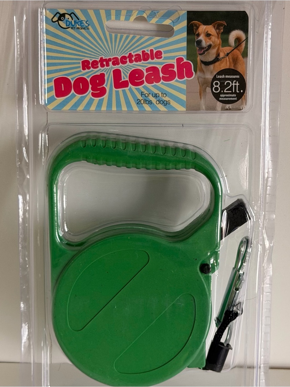 Duke's Retractable Dog Leash in Green — 8.2 ft